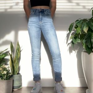 children's high waisted blue denim skinny jeans
